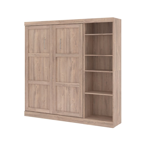 Pur Full Murphy Bed with Storage Unit (84W) in rustic brown